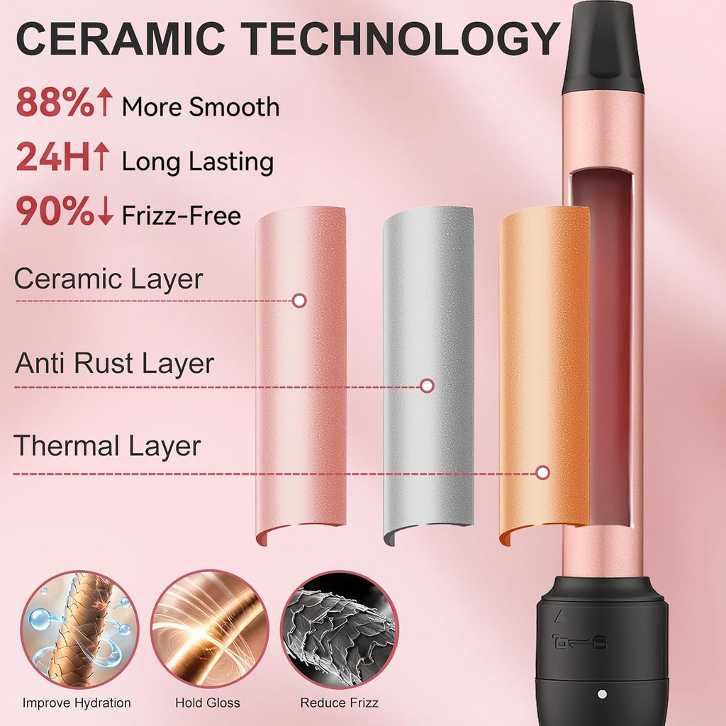 UNOBEY 3 in 1 Curling Iron Set, Hair Curling Wand Set with Ceramic
