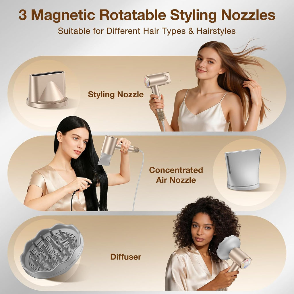 Diffuser Hair Dryer, 1400W Blow Dryer with Hair Diffuser for Curly Travel
