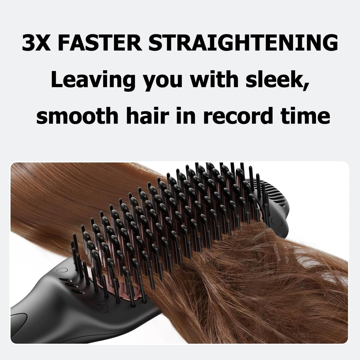 LANDOT Hair Straightener Brush for Women, Ionic Ceramic Heated Hot Brush