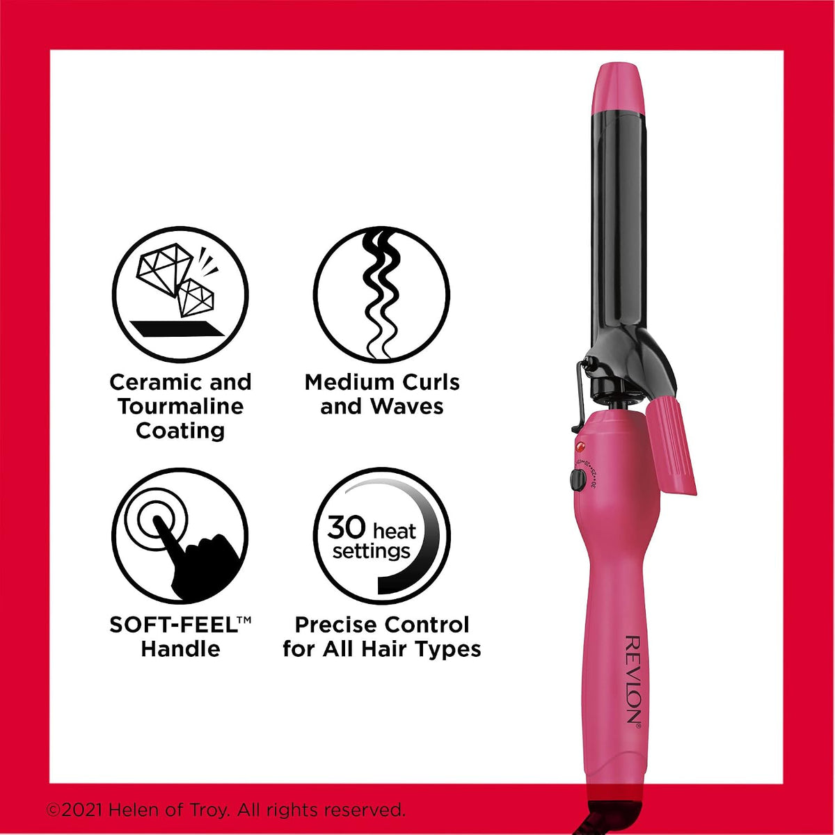 Revlon Tourmaline + Ceramic Curling Iron | Boost Shine, Guards Against Heat Damage (1 in)