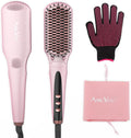 Hair Straightener Brush Straightening Brush Ceramic 2-in-1 Ionic Straightening Brush with Anti-Scald Feature,MCH 20s Fast Heating up, 170℉-450℉,LCD Display, Dual Voltage
