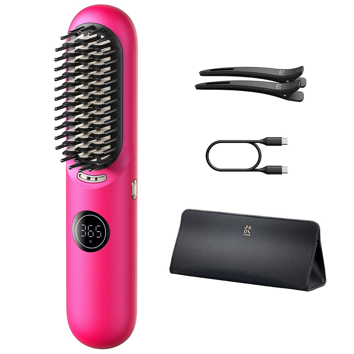 Fanttik Solo I10 APEX Portable Hair Straightener Brush, Cordless Straightening Comb with 113% Larger Heating Area, LED Display & Ceramic Coating, Ionic AquaGlow Technology & Safe Mode - Pink