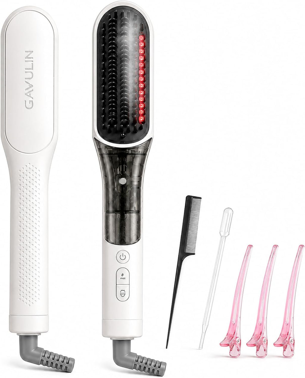 Hair Straightener Brush for Women, 2-in-1 with Mist, 4 Heat Settings