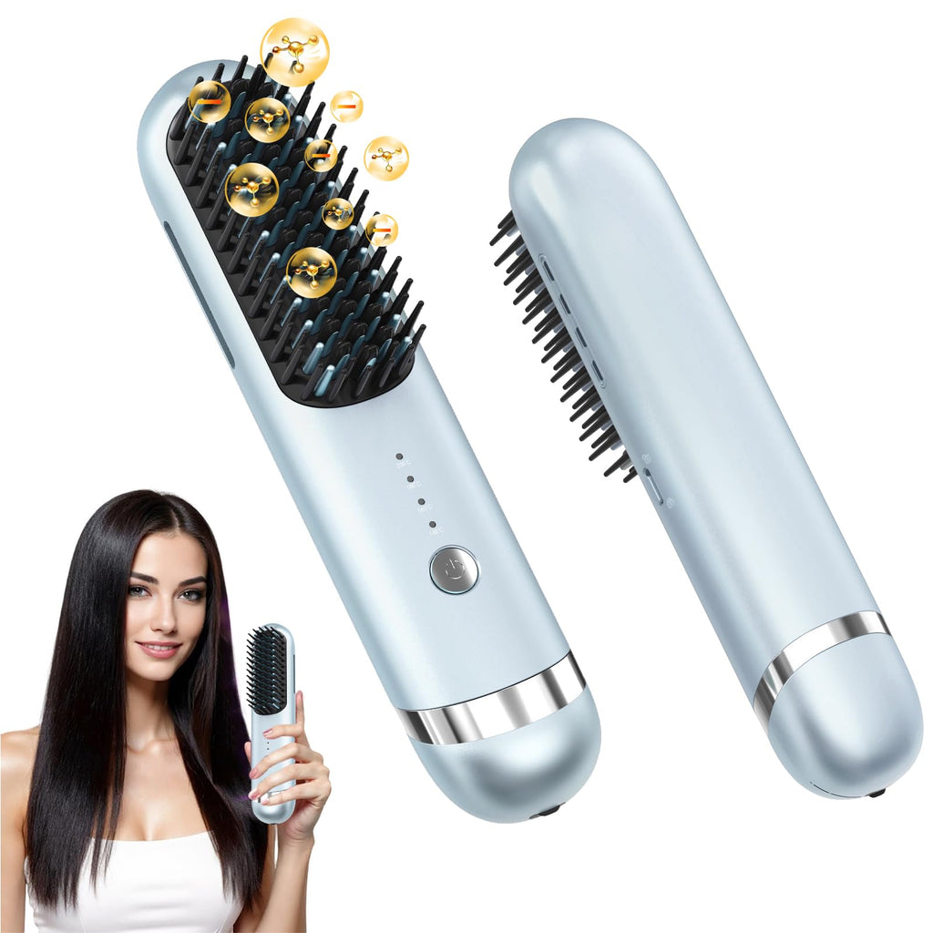 New Go Brush Pro 2026 Cordless Hair Straightener Brush, 280M Plasma, 1-Min MCH Fast Heat, 4000mAh 45-Min Runtime,TSA Mini& Travel,Auto Shut-Off,121 Teeth for Anti-Scald Frizz-Free Salon Smooth