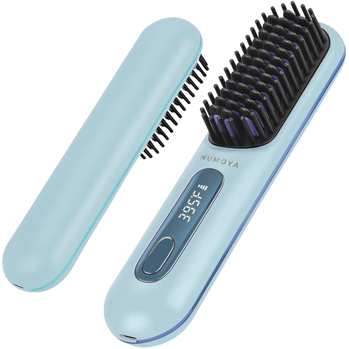 NUMOYA Go Brush Pro Portable Cordless Hair Straightener Brush, Rechargeable MCH Fast Heating for Women Travel (White)