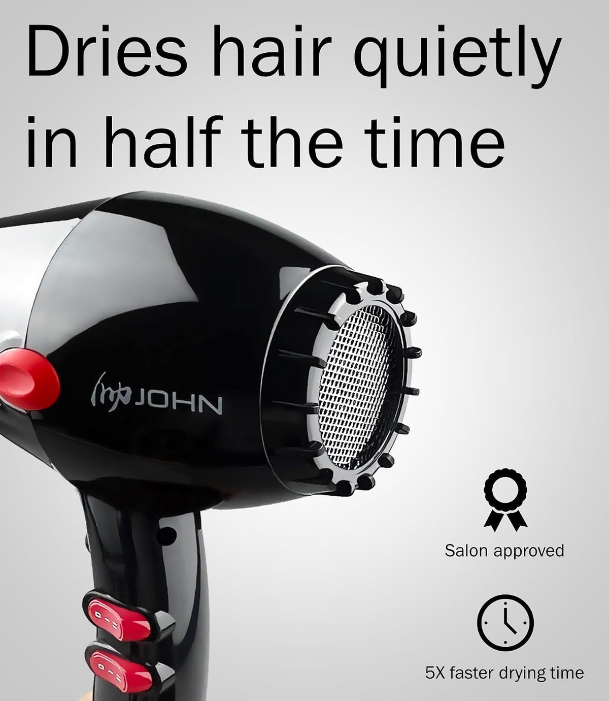 JOHN Hair Blow Dryer,Professional Salon Ionic 2200W,Blast Turbo 6900,Black