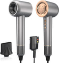 Hair Dryer - 110000 RPM High-Speed Brushless Motor Negative Ionic Blow Dryer for Fast Drying, Low Noise Thermo-Control Hair Dryer with Magnetic Nozzle, Gold Silver