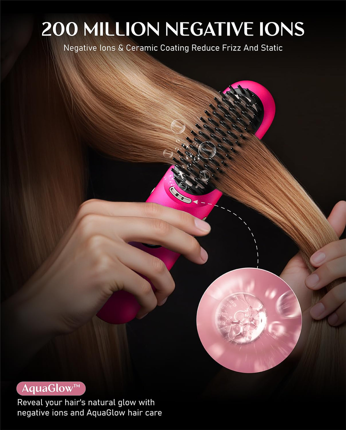 Fanttik Solo I10 APEX Portable Hair Straightener Brush, Cordless Straightening Comb with 113% Larger Heating Area, LED Display & Ceramic Coating, Ionic AquaGlow Technology & Safe Mode - Pink