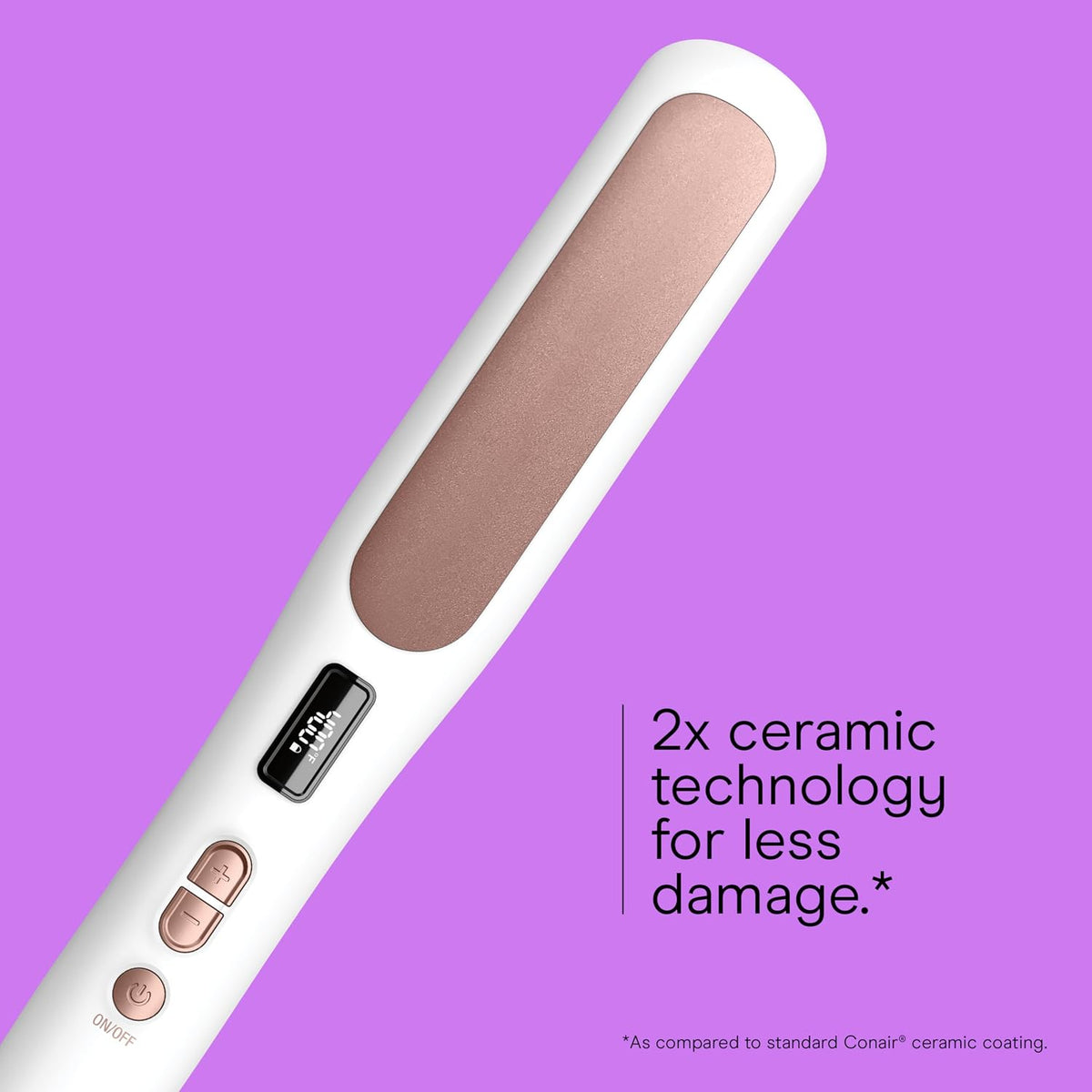 Conair Double Ceramic Hair Straightener Brush, Heated Straightening Brush for Smooth, Shiny Hair, V-Shaped Heated Bristles for Closer Contact, 5 LED Heat Settings, Dual Voltage, White