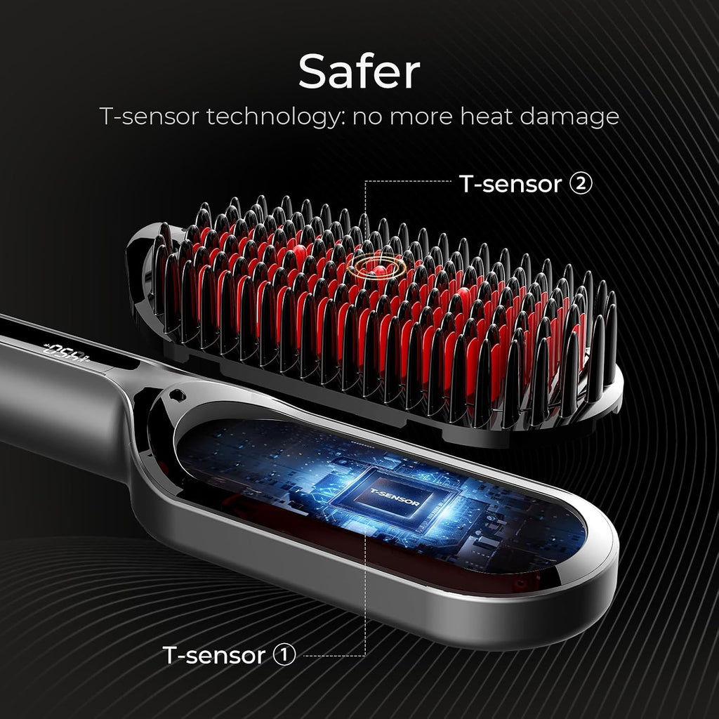TYMO Hair Straightener Brush - Ionic Plus Straightening Brush for Women