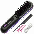 Go Brush Pro Cordless Hair Straightener Brush, Portable Wireless Straightening Comb with 3 Temp Settings (320°F-375°F), USB Rechargeable, Ceramic Heating Anti-Scald Hot Brush for Trave