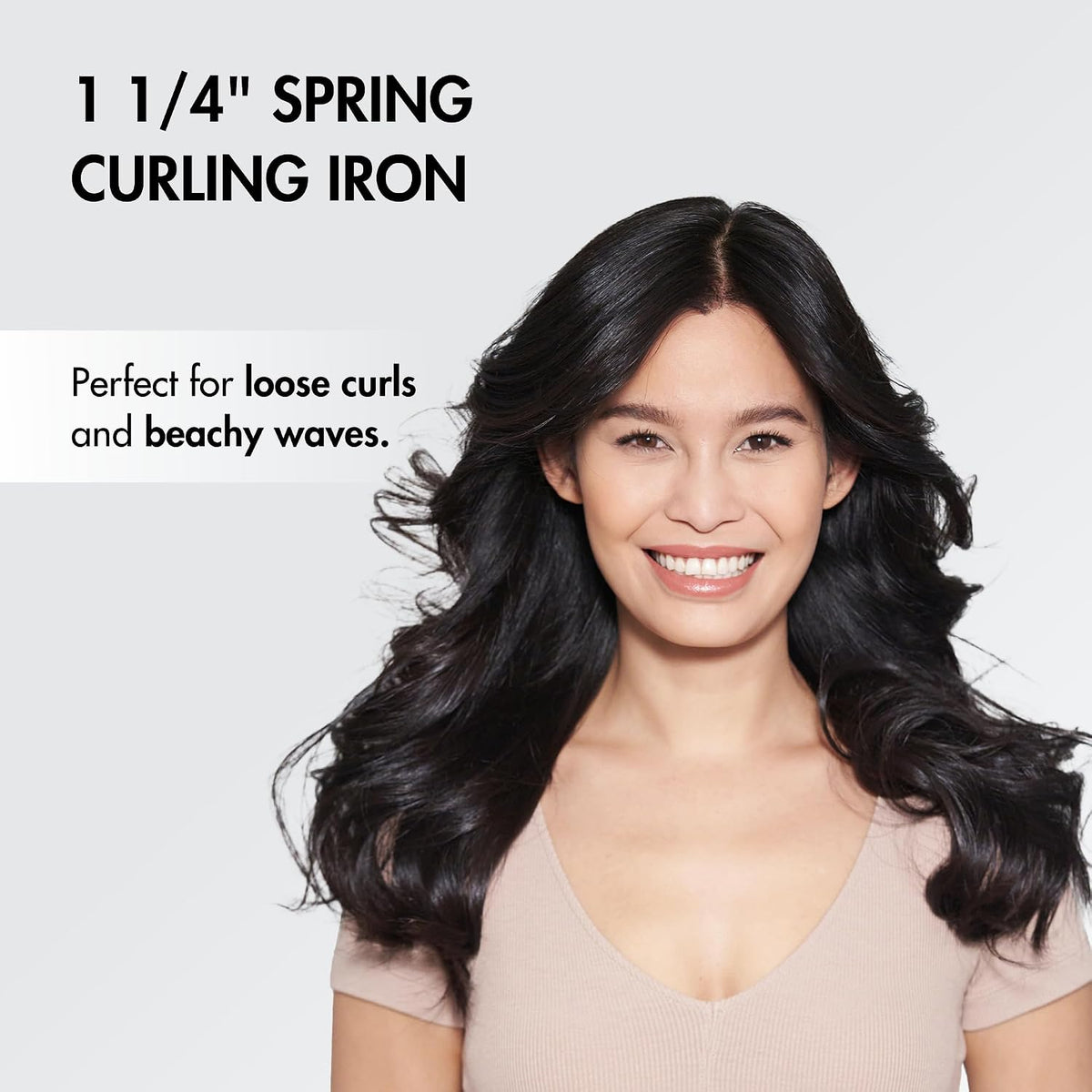 BaByliss Pro Spring Curling Iron, Porcelain Ceramic Professional For Multiple Hair Types, Reaches 430 Degrees for Loose Long Lasting Curls