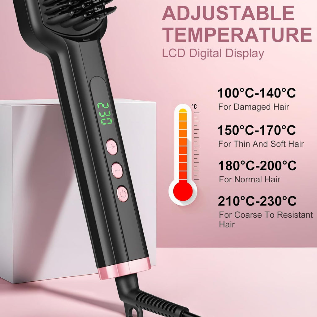 Hair Straightener Brush - SIQUER Ionic Hair Straightening Brush