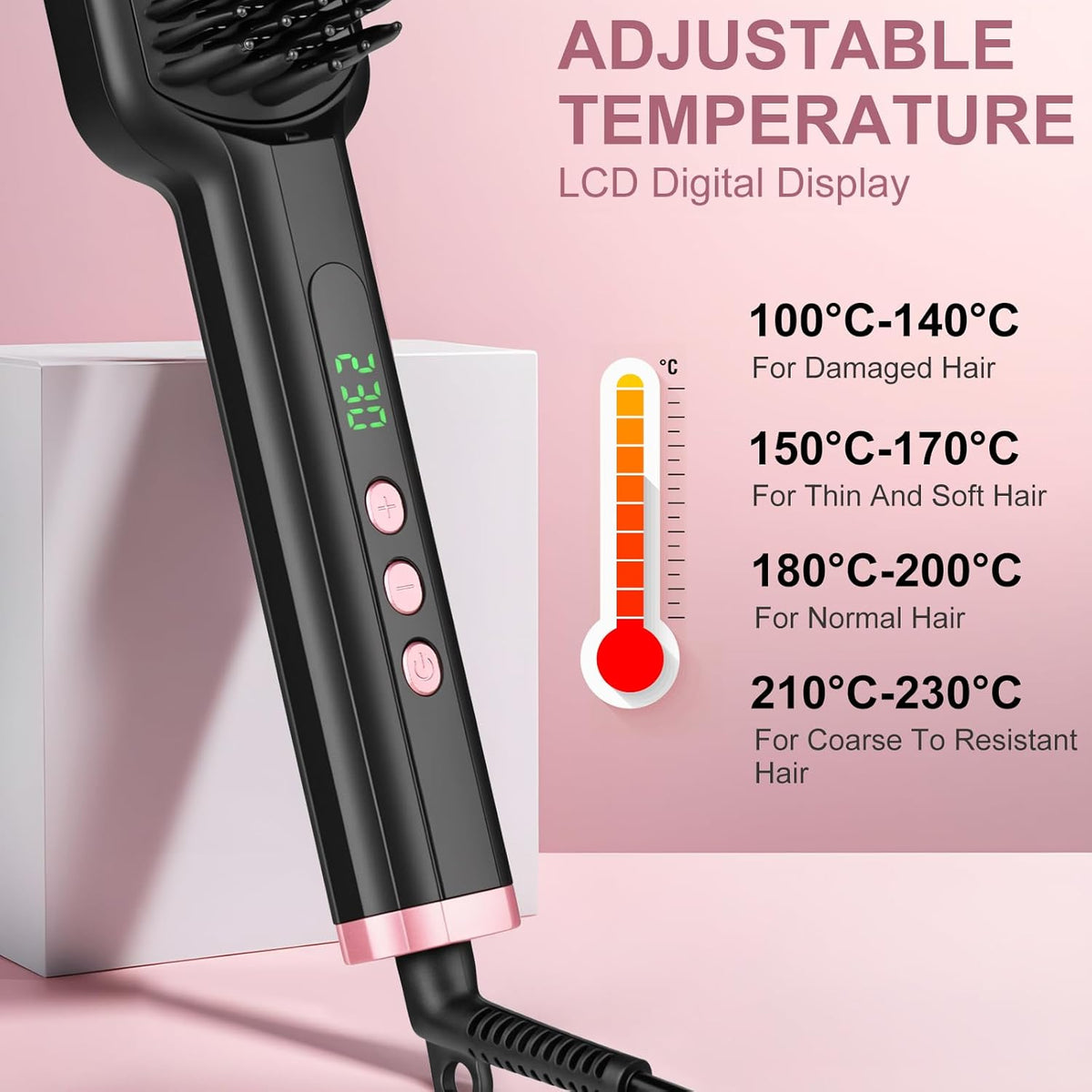 Hair Straightener Brush - SIQUER Ionic Hair Straightening Brush