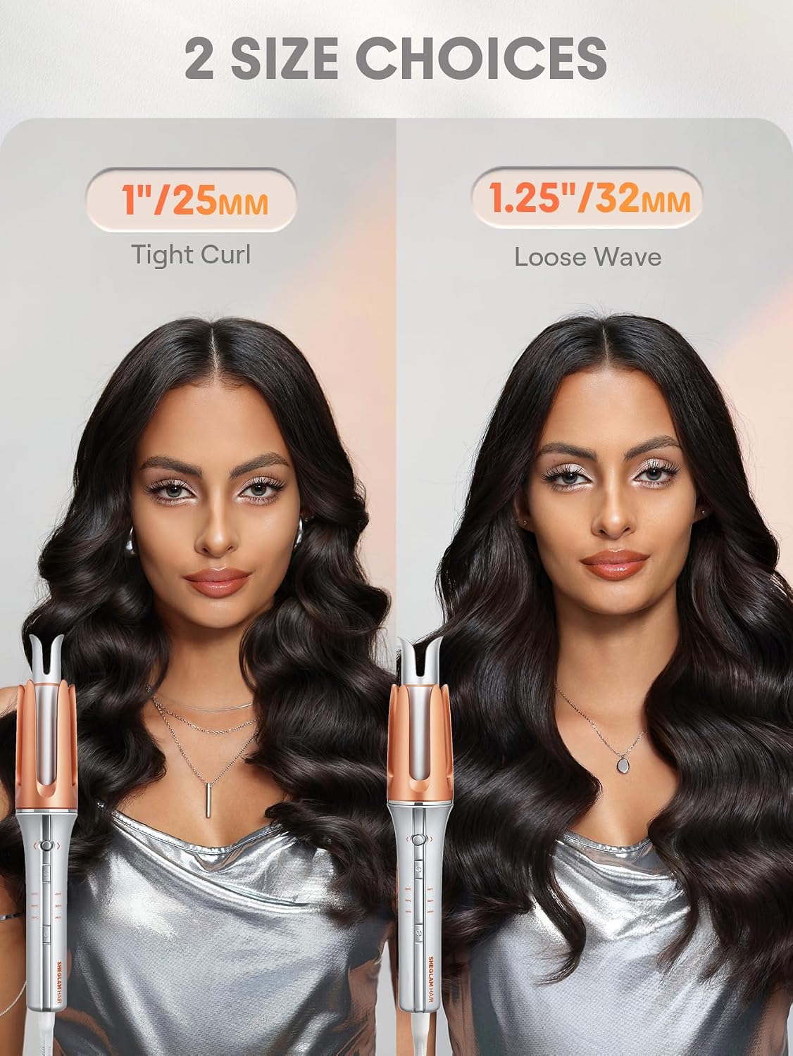 SHEGLAM Automatic Curling Iron 1 1/4 inch with 3 Temperatures Fast Heating, 2-Way Rotation, Anti-Scald, Anti-Tangle Rotating, Automatic Shut-Off for Hair Styling