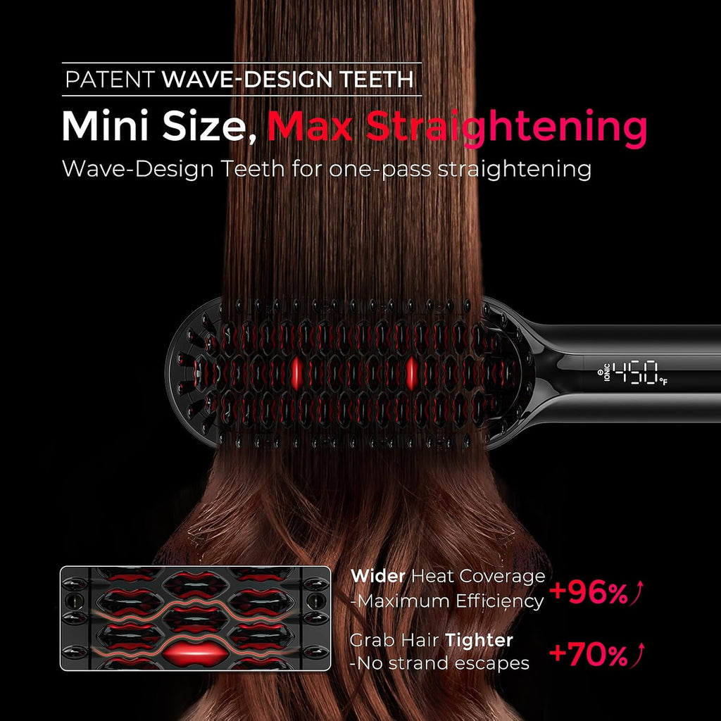 TYMO Hair Straightener Brush Upgraded Ionic Compact Straightening Brush