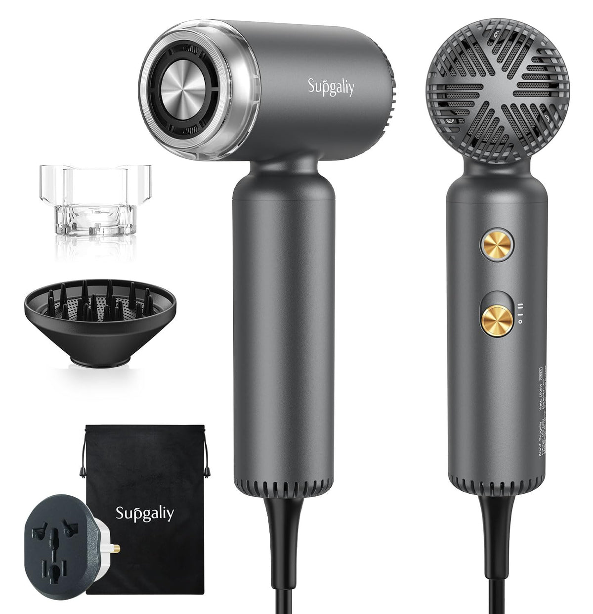 Dual Voltage Travel Hair Dryer, Mini High-Speed Blow Dryer for Fast Drying, Ionic Hairdryer with Diffuser Gift Women, Lightweight Compact Portable,Quiet,European International 100-240V,Black