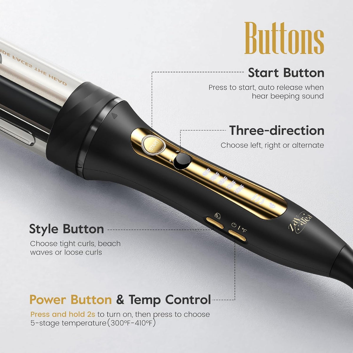 ZAVAREA Automatic Rotating Curling Iron for Long Hair