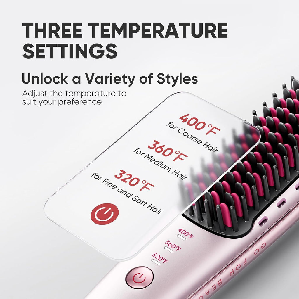 Mini Ionic Hair Straightener Brush, Rose Gold