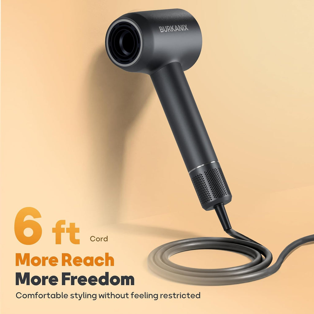 Hair Dryer, High-Speed Ionic Blow Dryer with Diffuser, Low Noise Fast Drying Hair Dryer with Brushless Motor, Thermo-Control Professional Hair Dryer for Curly Hair