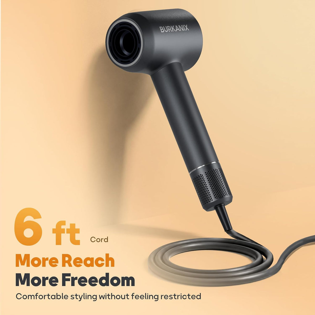 Hair Dryer, High-Speed Ionic Blow Dryer with Diffuser, Low Noise Fast Drying Hair Dryer with Brushless Motor, Thermo-Control Professional Hair Dryer for Curly Hair