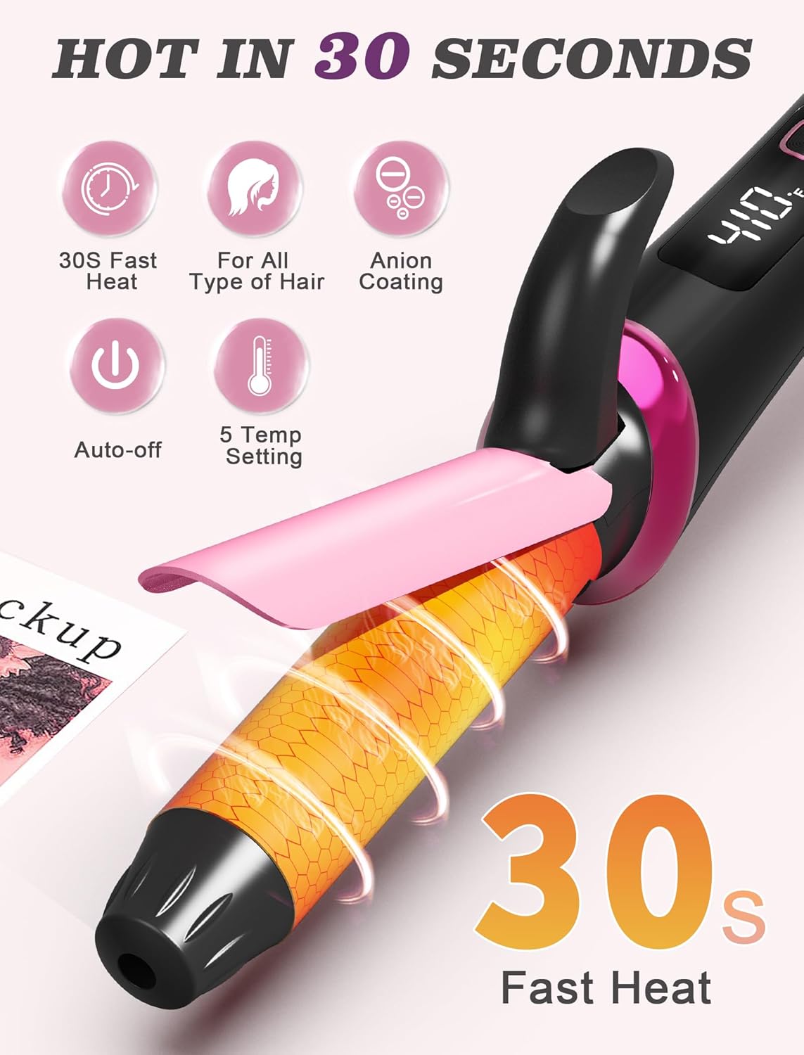 Mini Travel Curling Iron 1 Inch,Dual Voltage with European Plug Adapter