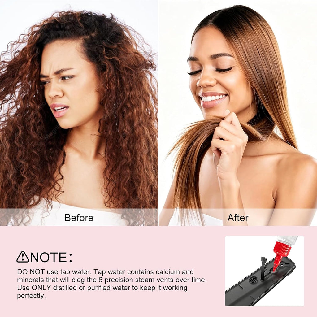 Ionic Steam Hair Straightener Brush for Black Women Hair & Curly Hair