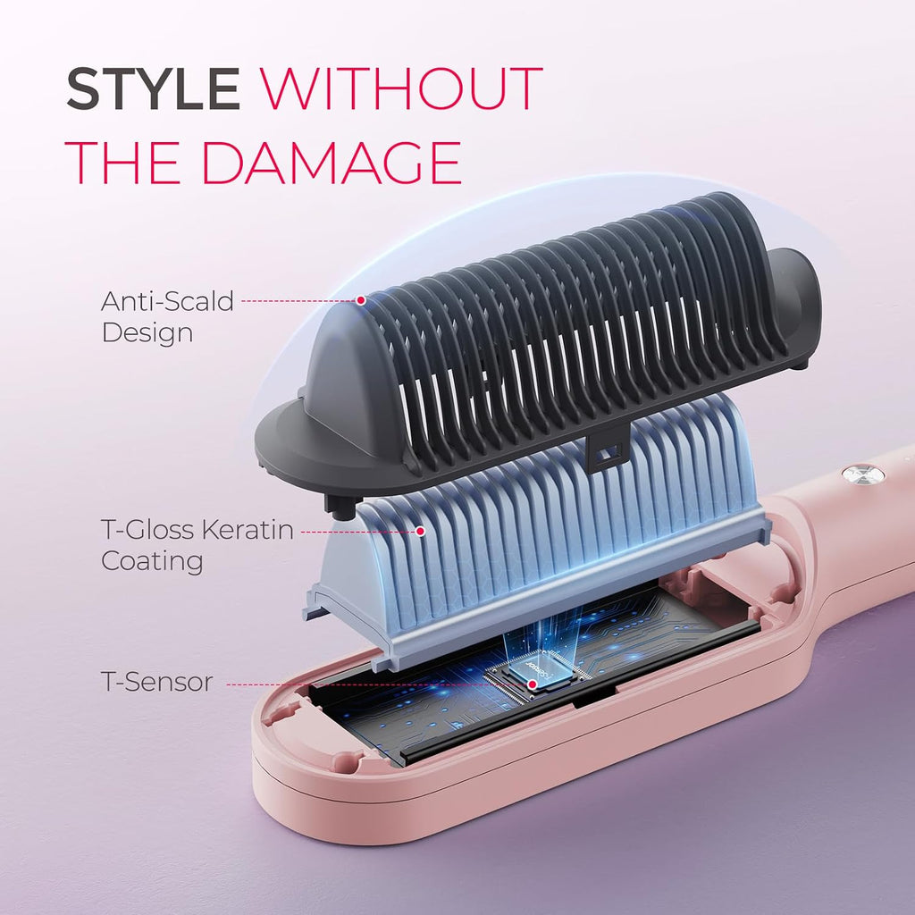 TYMO Ring Hair Straightener Brush, 2-in-1 Straightening Brush & Hot Comb