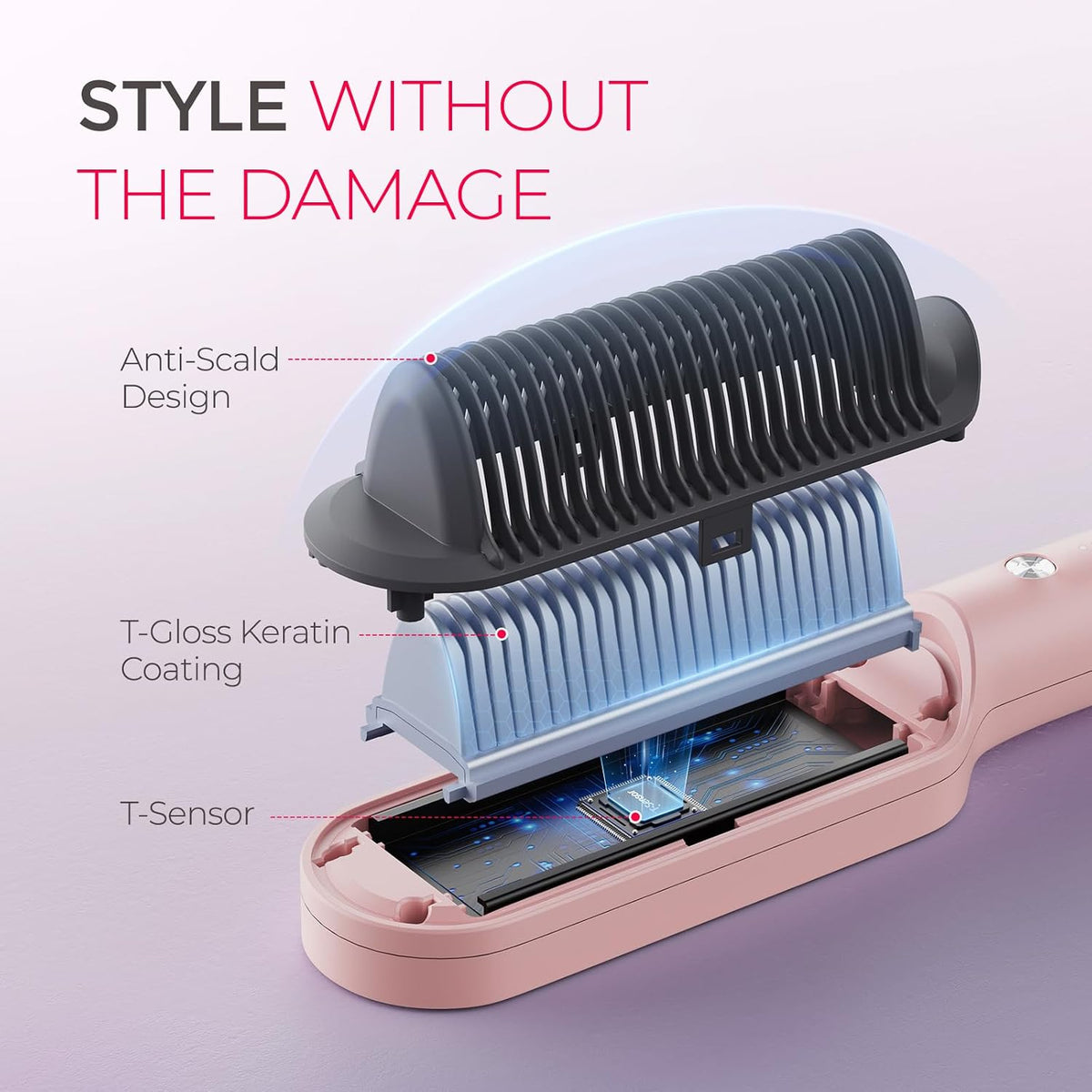 TYMO Ring Hair Straightener Brush, 2-in-1 Straightening Brush & Hot Comb