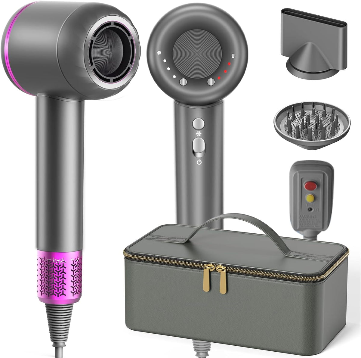 NUTROMO Hair Dryer with Carry Case,160,000 RPM High Speed Ionic Blow Dryer