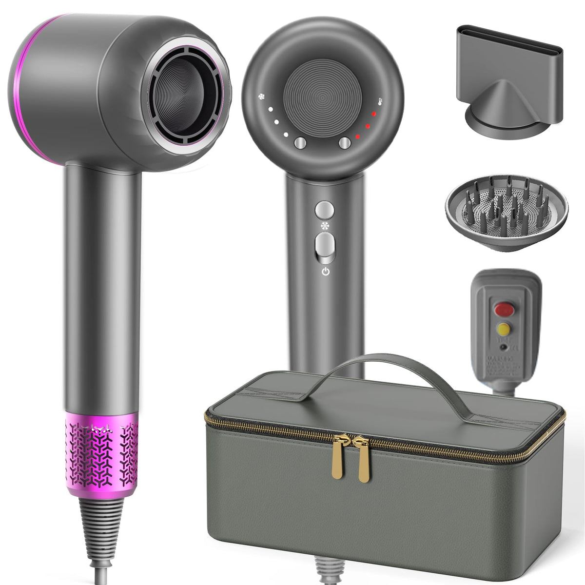 NUTROMO Hair Dryer with Carry Case,160,000 RPM High Speed Ionic Blow Dryer