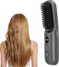 Hair Straightener Brush, Cordless Portable Straightening Brush with MCH Ceramic Heating, Ionic & Far Infrared Rechargeable Heated Comb, Travel Hair Straightener, Quick Styling for Smooth & Shiny Hair