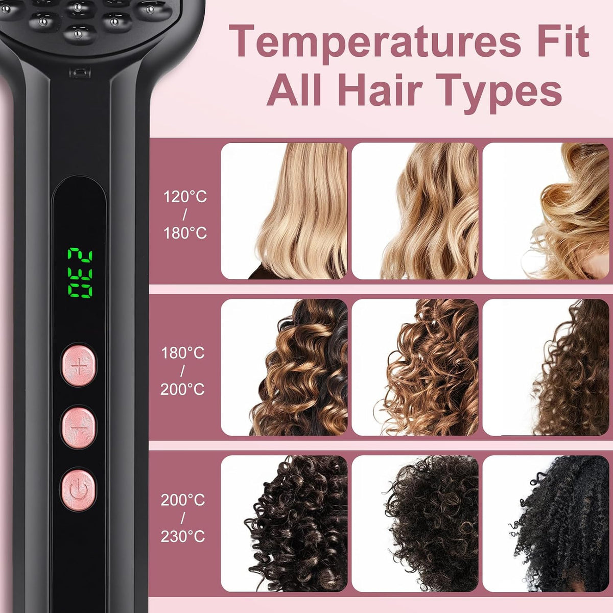 Hair Straightener Brush - SIQUER Ionic Hair Straightening Brush
