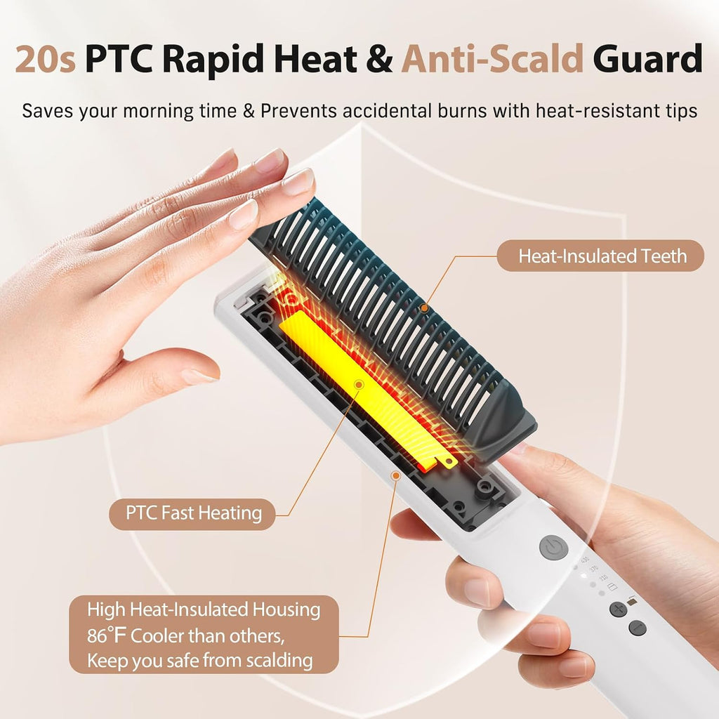 Quico Hair Straightener Brush, 100-240V Dual Voltage Straightener Brush