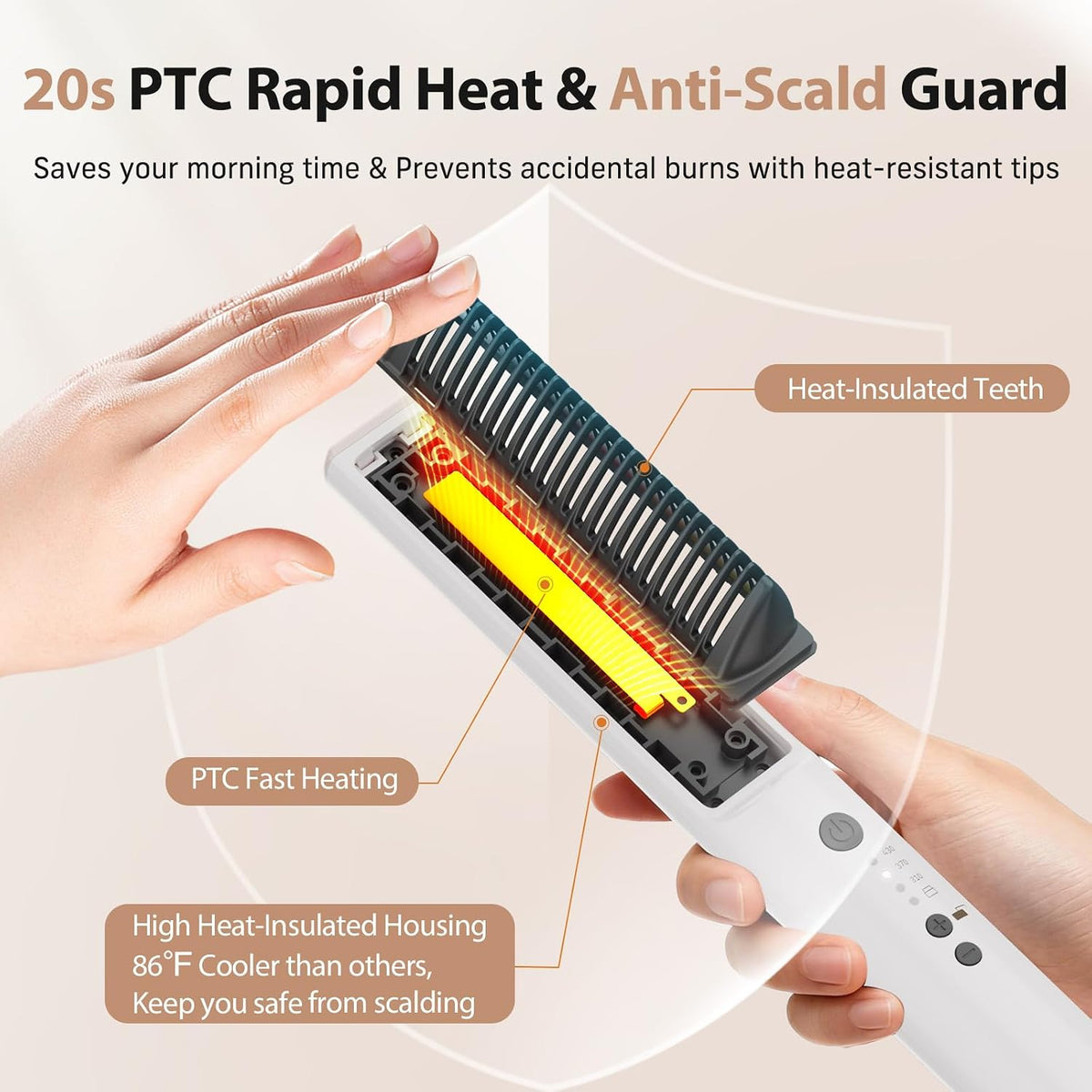 Quico Hair Straightener Brush, 100-240V Dual Voltage Straightener Brush