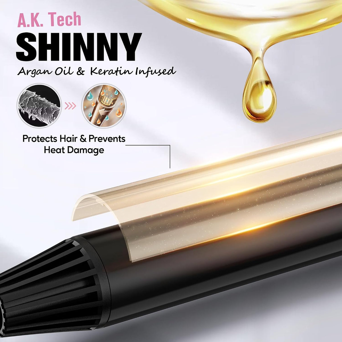 Farery Long Barrel Curling Iron 1 Inch, Ceramic Curling Iron for Thin Hair, Infused Argan Oil & Keratin, Long Lasting Styling, 11 Adjustable Temp, Include Clips & Silicone Pad