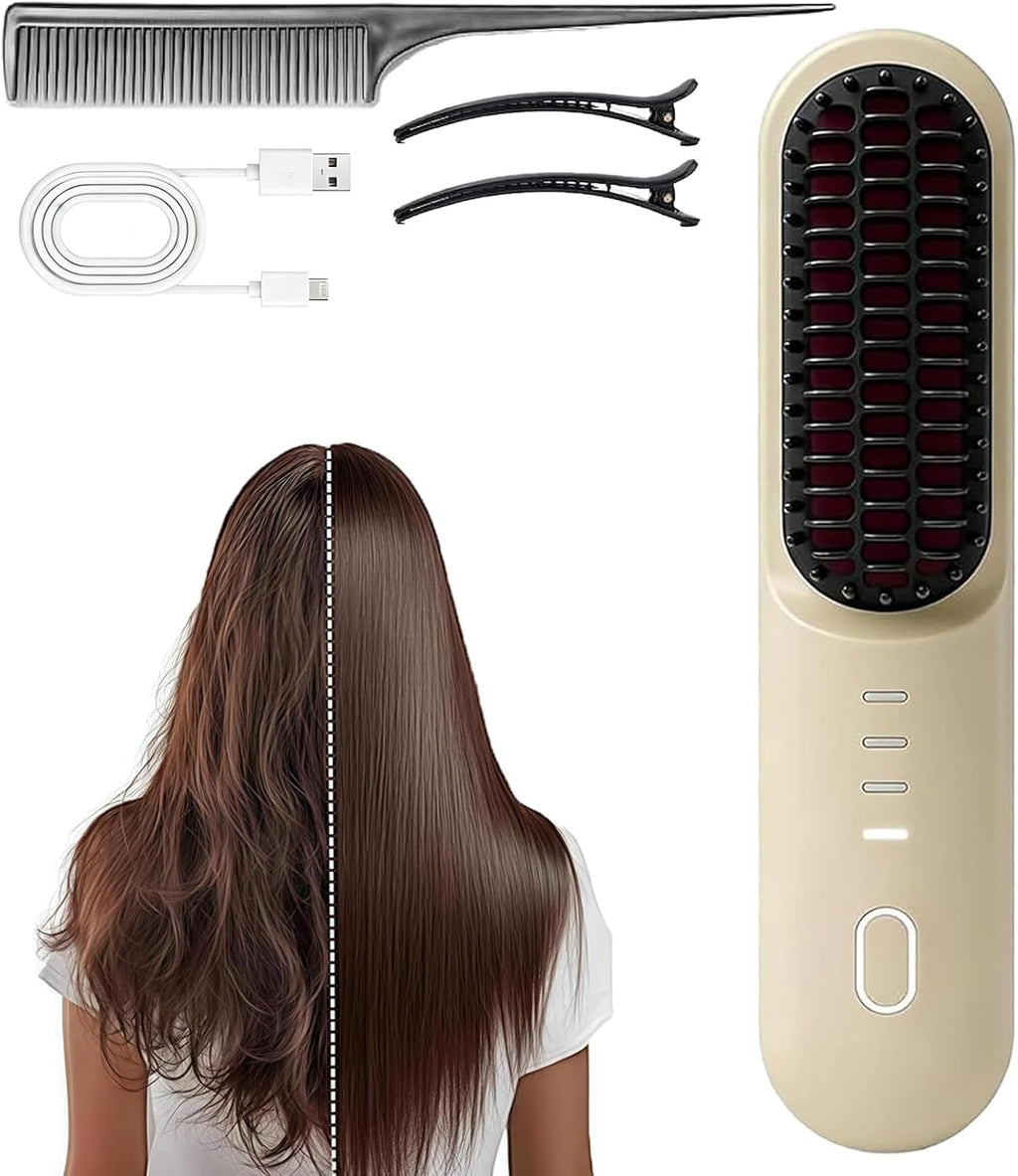 Go Brush Pro for Short Hair,Cordless Hair Straightener,Quick Styling(Black)