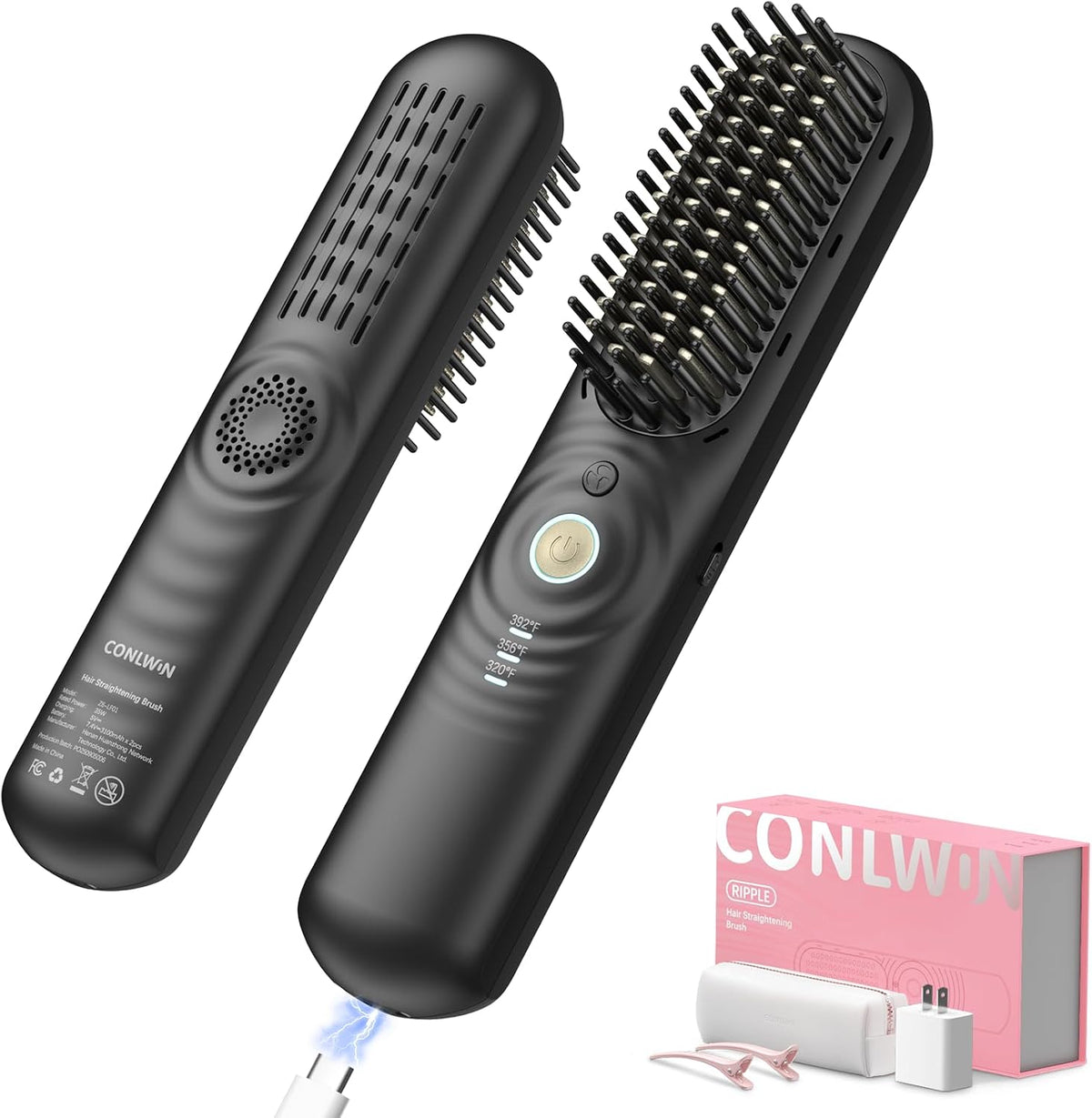Cordless Hair Straightener Brush for Travel Touch-Up, Model Z6-LF01