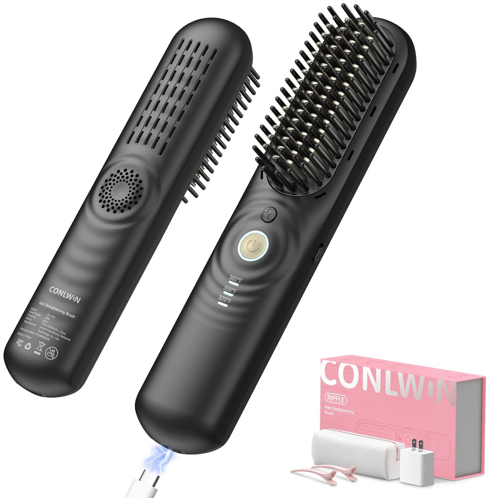 Cordless Hair Straightener Brush for Travel Touch-Up, Model Z6-LF01