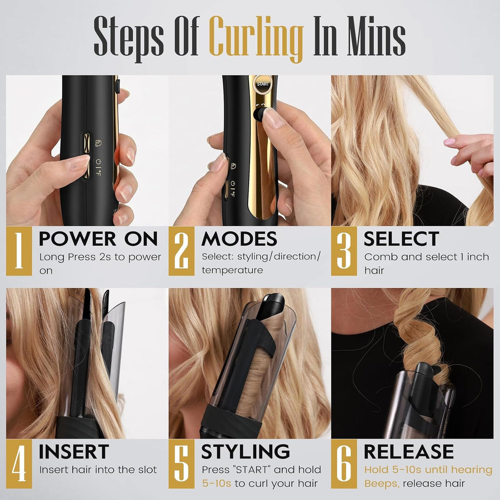 ZAVAREA Automatic Rotating Curling Iron for Long Hair