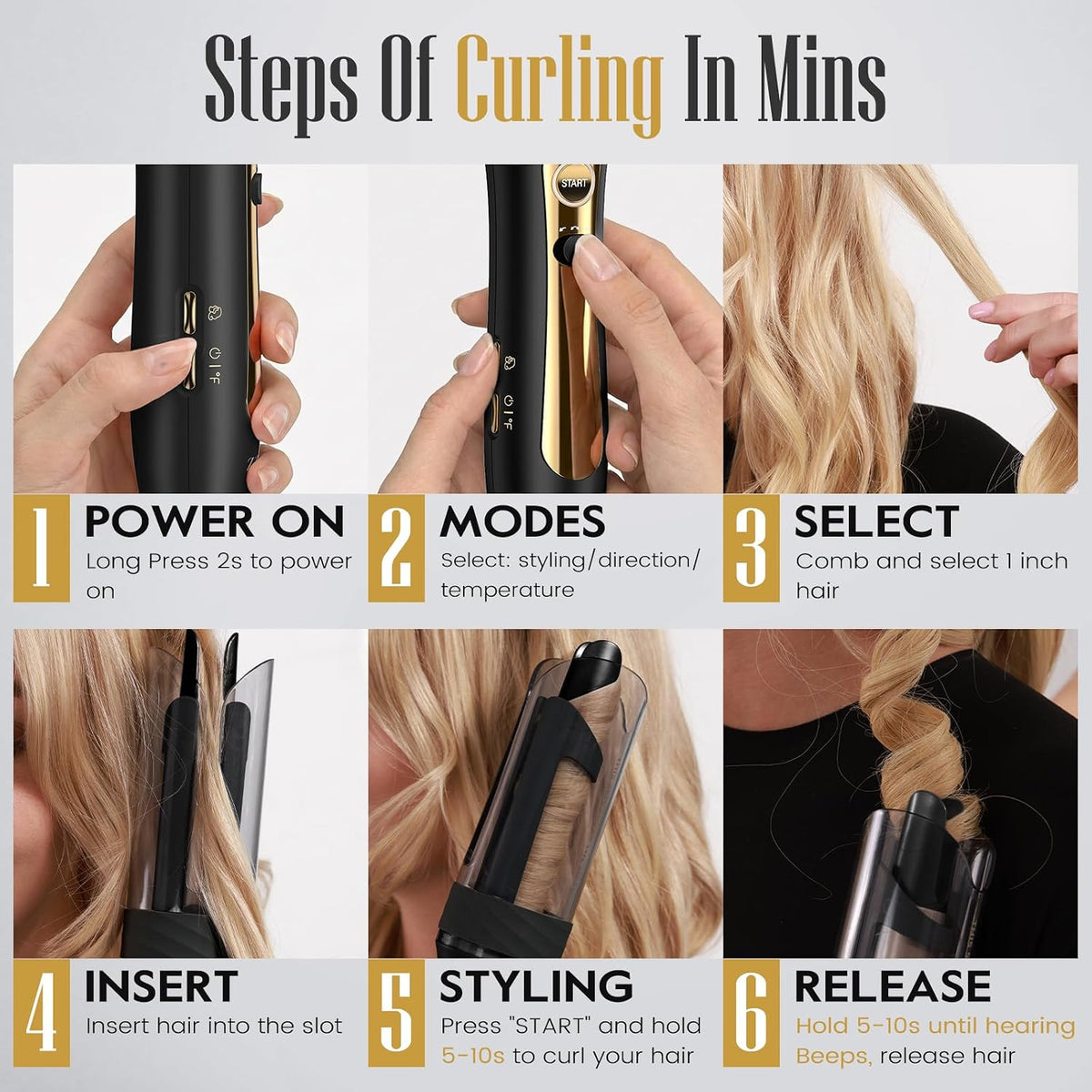 ZAVAREA Automatic Rotating Curling Iron for Long Hair