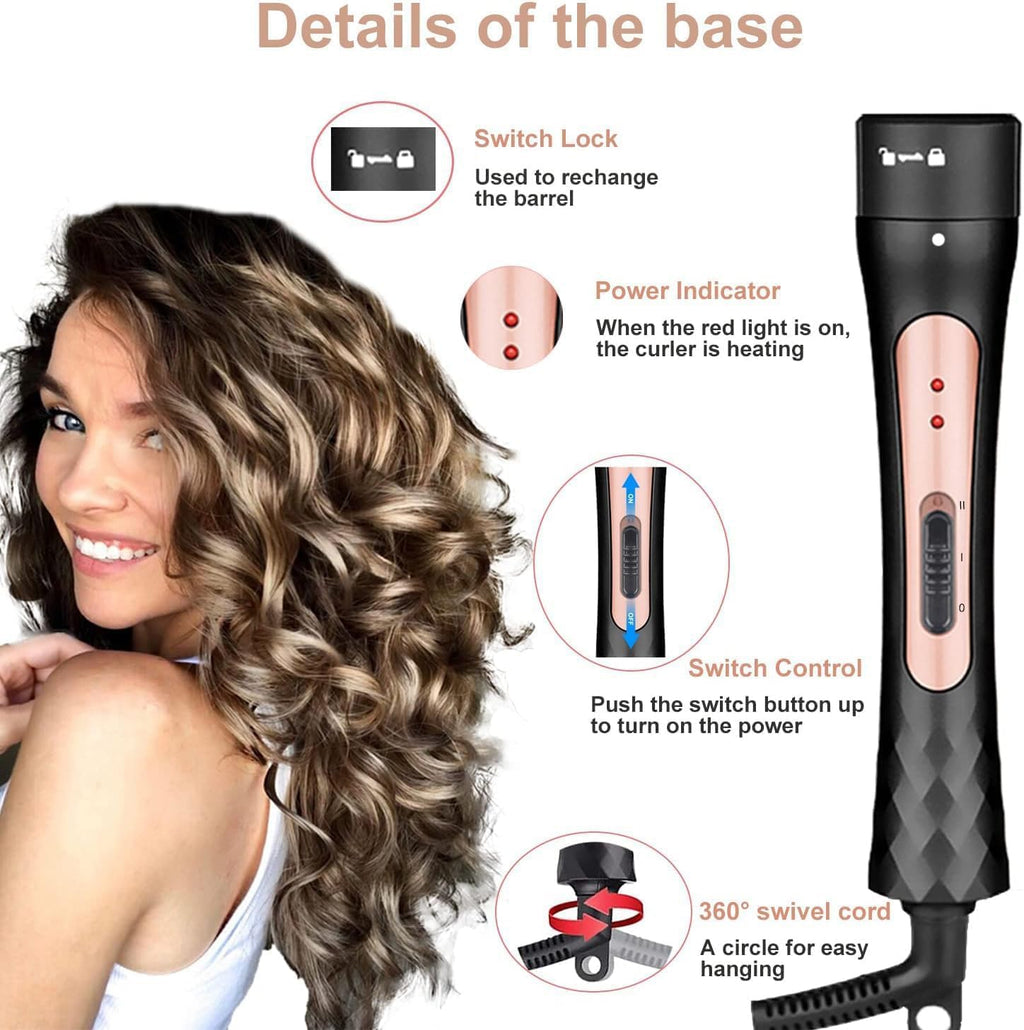 JAETON Curling Iron Wand Set 3 in 1 with 0.35"-1.25" Ceramic Barrels