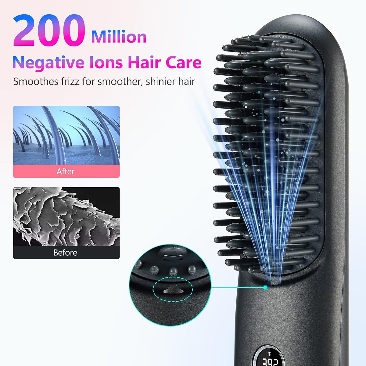 STUDLLY LCD Screen Cordless Hair Straightener & Curler 2 in 1, Black