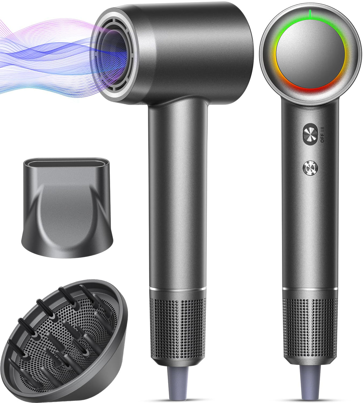Hair Dryer, 160000 RPM High-Speed Professional Blow Dryer for Fast Drying, 500M Negative Ionic Care Hair Dryer for, Low Noise Thermo-Control Travel Hairdryer with Diffuser & Nozzle,Luxury Packaging