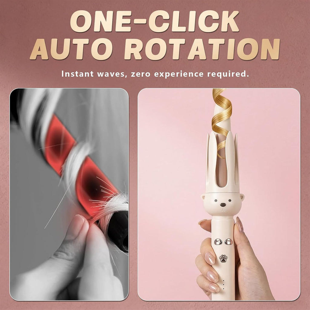 PretiHom Automatic Rotating Curling Iron & Wand, Hair Curler for Long Hair