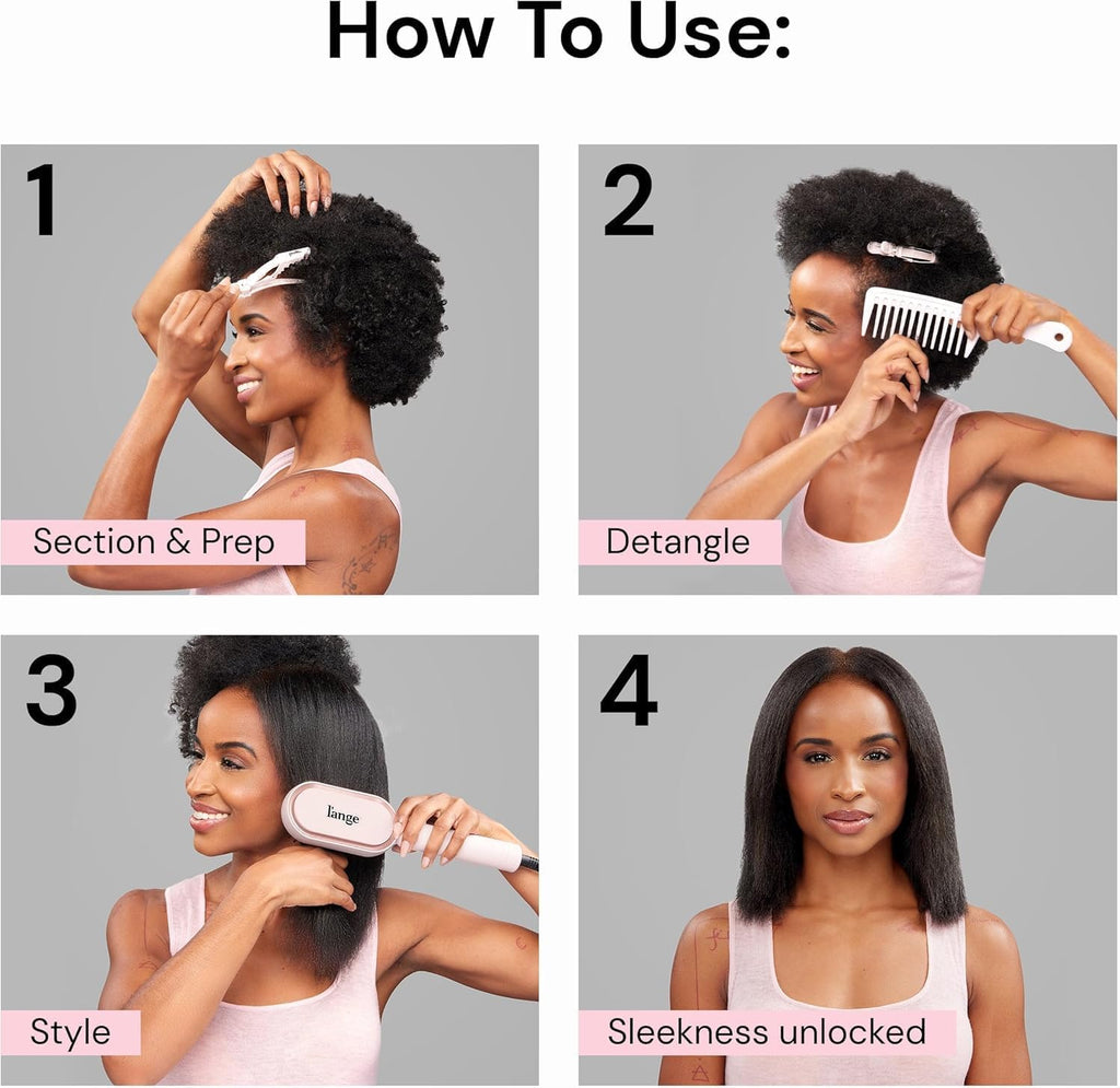 L'ANGE HAIR Mane Pass Straightening Hot Brush | Hair Straightening Brush with Ceramic Bristles & Negative Ion Technology | Adjustable Temp | Auto Shut-Off & Dual Voltage | (Blush)