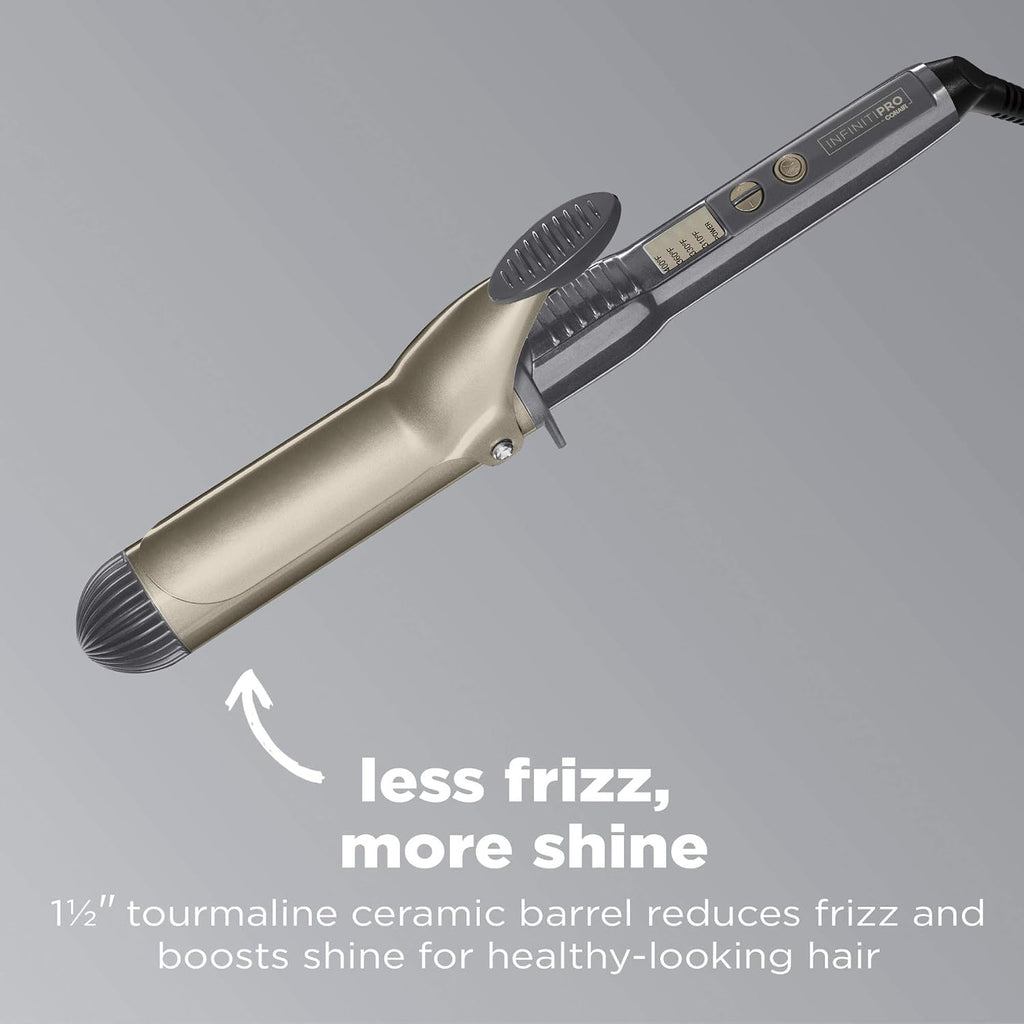 Conair INFINITIPRO Tourmaline 1 1/2-Inch Ceramic Curling Iron, 1 ½ inch barrel produces soft waves – for use on medium and long hair