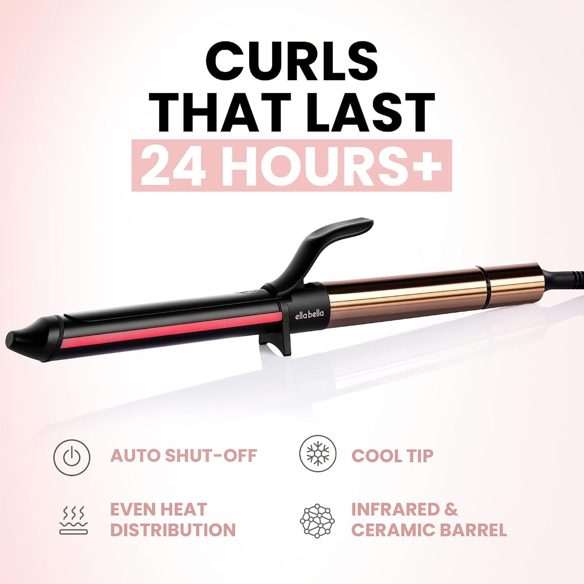 ELLA BELLA® Curling Iron 1.25" Professional Ceramic Wand, All Hair Types