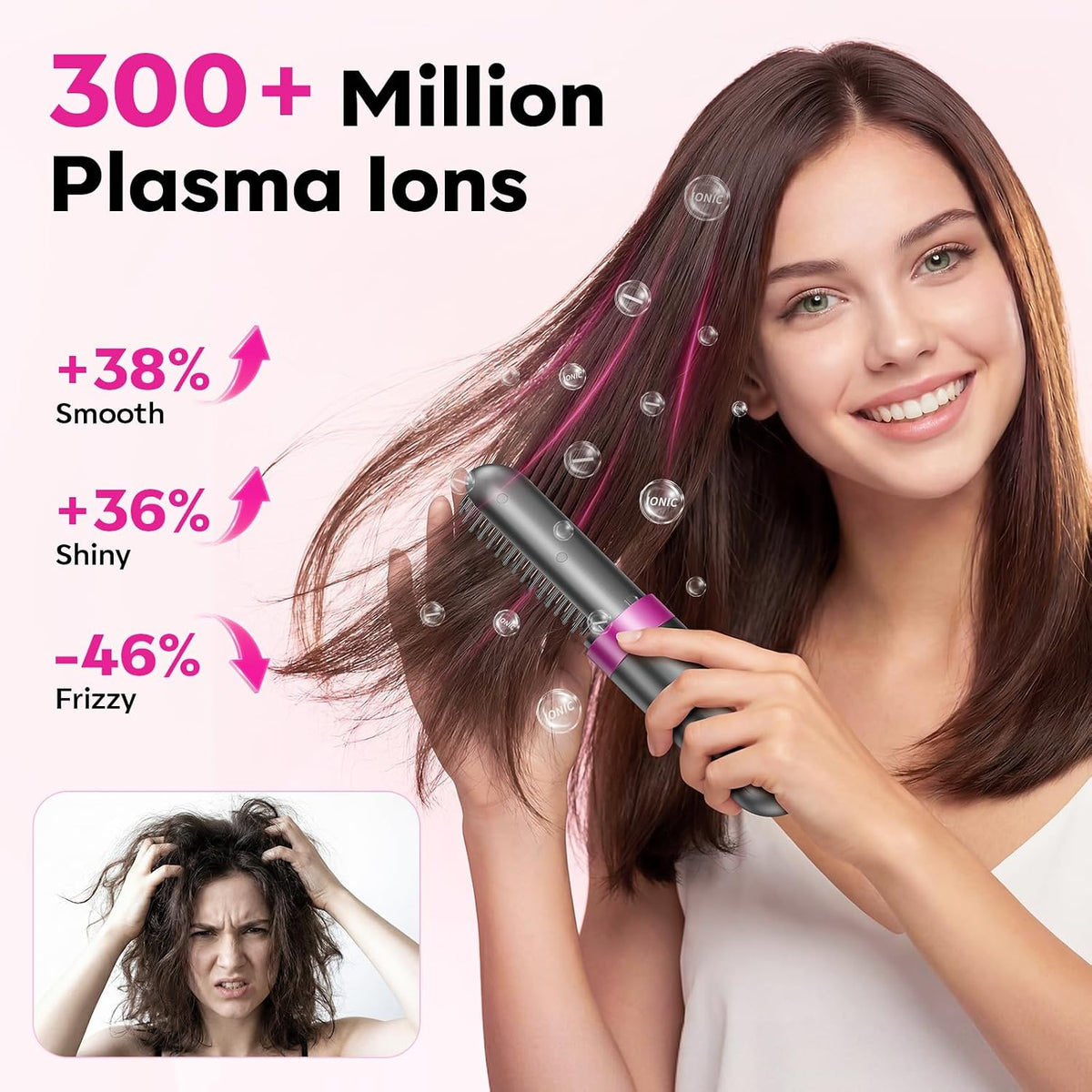 Go Brush Pro 2026 Upgraded Cordless Hair Straightener Brush, Ionic & Anti-Frizz, Ceramic Tourmaline MCH Fast Heating, Anti-Scald, 3 Temp Settings, 4000mAh Type-C Portable Hot Comb for Women