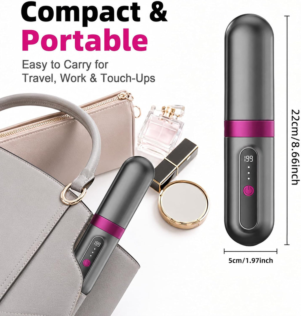 Cordless Hair Straightener Brush for Women, Fast Heating Anti-Frizz Hair Styling Tool, 3 Heat Settings, 300M Negative Ions, Portable Rechargeable Straightening Brush for Travel & Daily Use